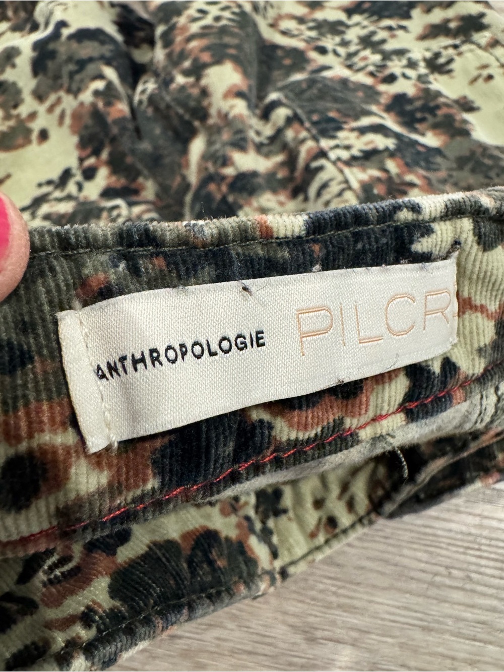 Anthropologie Pilcro high-rise skinny camo corduroy pants w/ texture - Picture 4 of 10